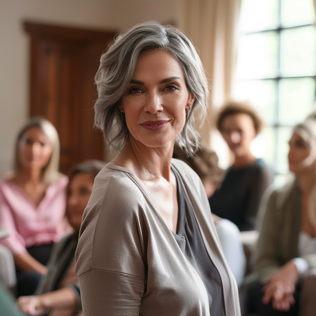 mature woman smiling after eyelid surgery